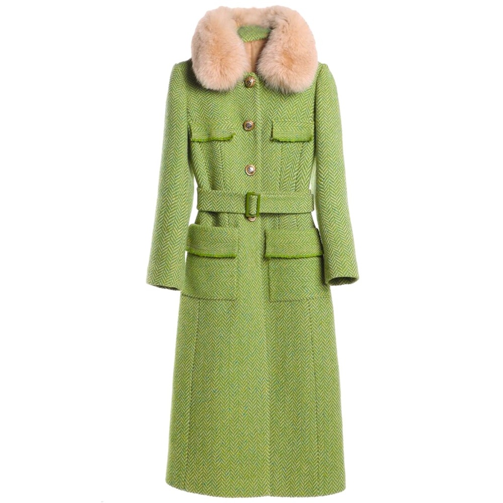Gorgeous Green Wool Coat with jeweled buttons, S (0-2)